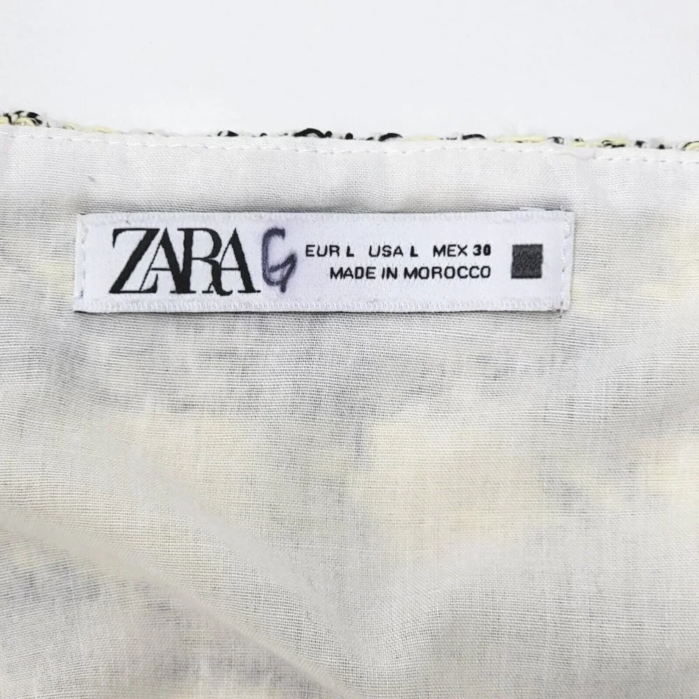 Y2K Zara Womens Crop Top Size L Yellow Black Plaid Frayed Preppy Popstar Bratz - Picture 3 of 14